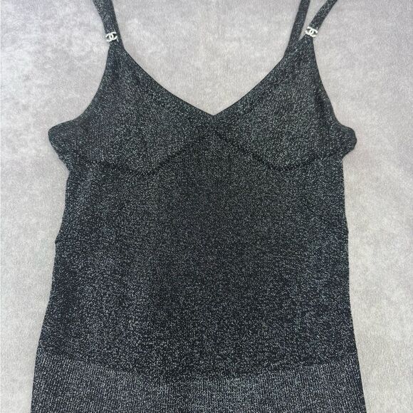 Chanel 22B Shimmering Black Tank Crop Camisole Top 40 - Picture 12 of 16